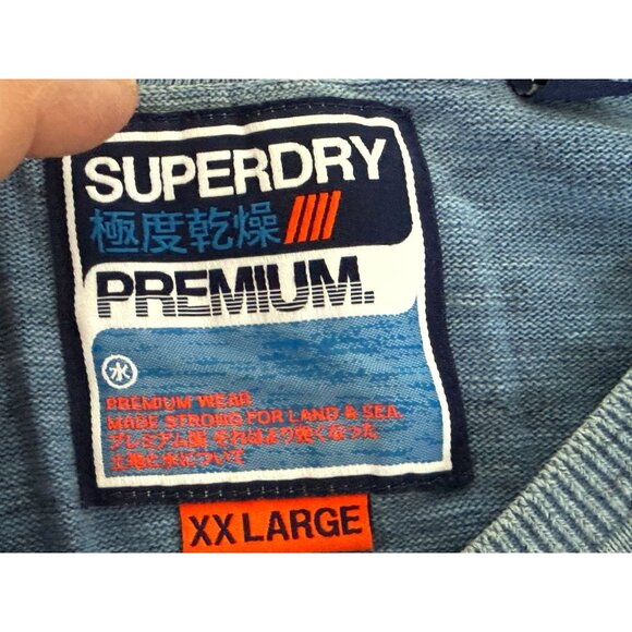 Superdry Premium Pullover Sweater Heather Blue Crewneck  XXLarge - Picture 5 of 7